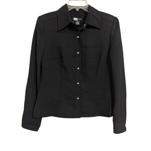 Dane Lewis Black Button Up Collar Blazer Jacket Size 6